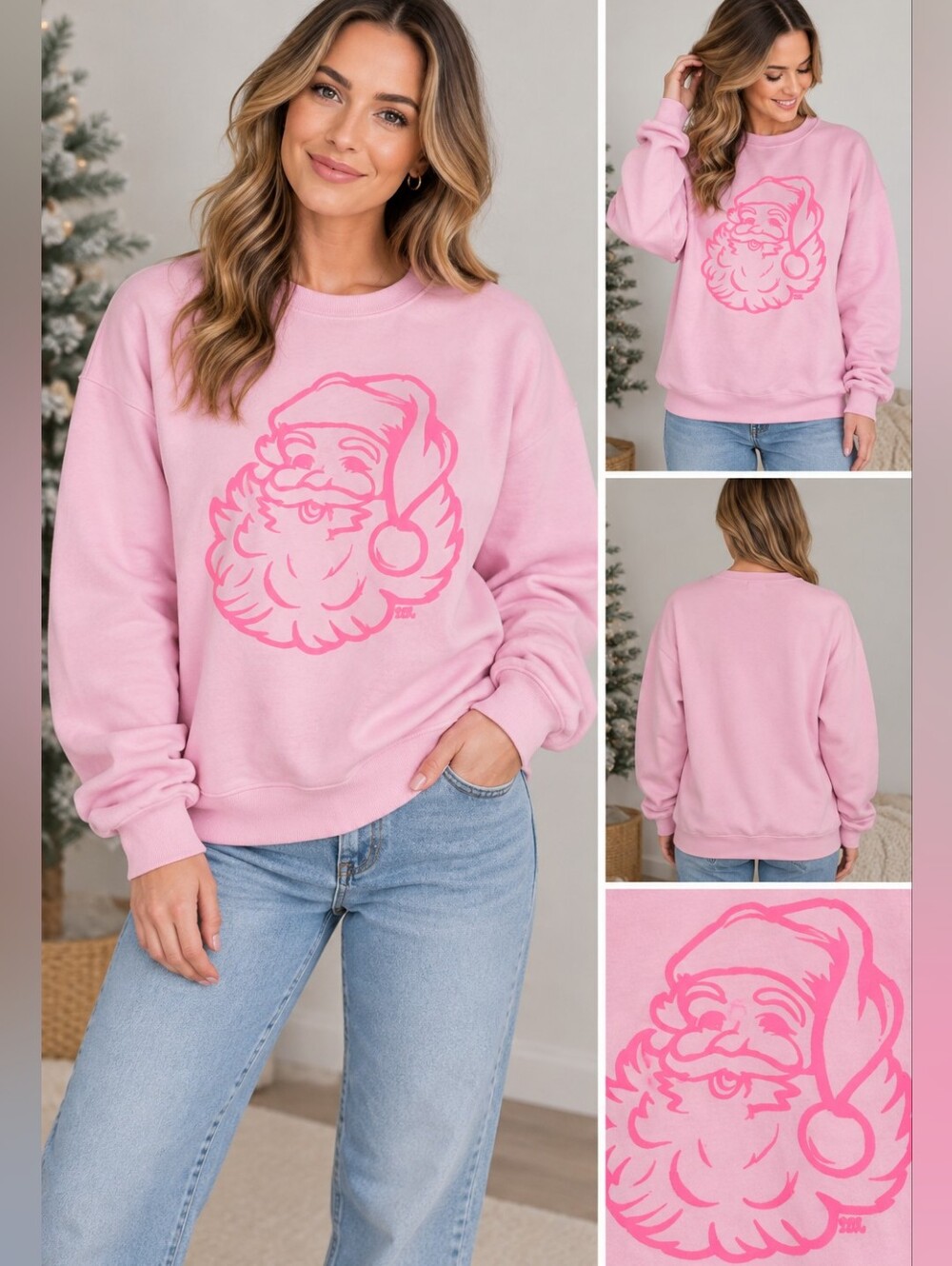 Jerzees women's XL Pink santa sweatshirt #26